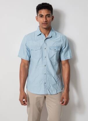 Chemise manches courtes poches bleu IRON AND RESIN homme