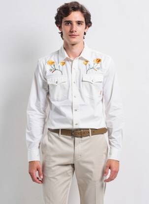 Chemise manches longues poches beige IRON AND RESIN homme