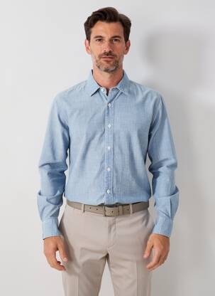 Chemise manches longues coupe cintrée bleu DAYTONA homme