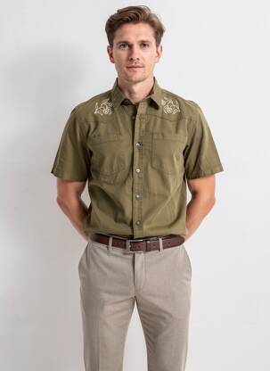 Chemise manches courtes imprimé fantaisie vert IRON AND RESIN homme
