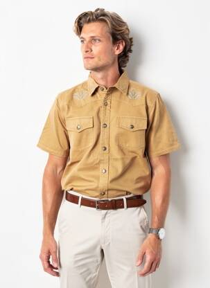 Chemise manches courtes poches beige IRON AND RESIN homme