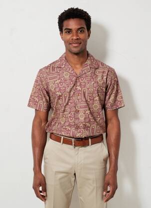 Chemise manches courtes imprimé fantaisie violet IRON AND RESIN homme