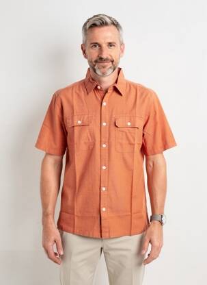 Chemise manches courtes coupe droite orange DAYTONA homme