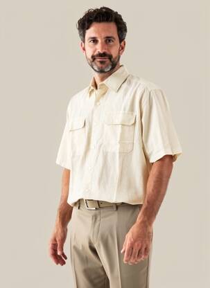 Chemise manches courtes coupe droite beige DAYTONA homme