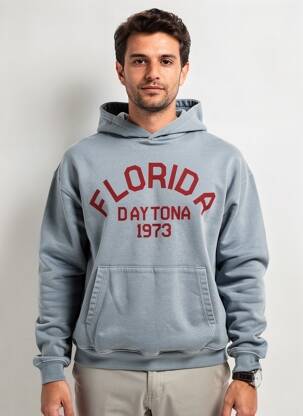 Sweat-shirt à capuche tissage jersey manches longues bleu DAYTONA homme