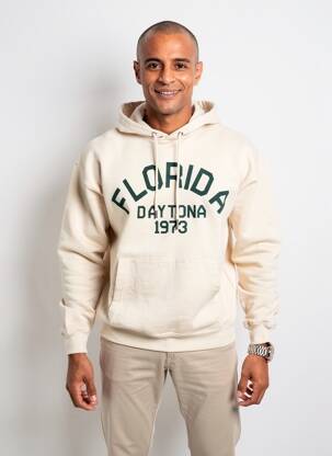 Sweat-shirt à capuche poches manches longues beige DAYTONA homme