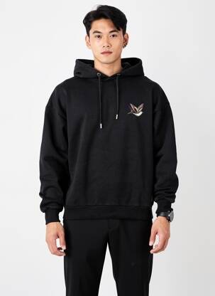 Sweat-shirt à capuche tissage jersey manches longues noir IRON AND RESIN homme