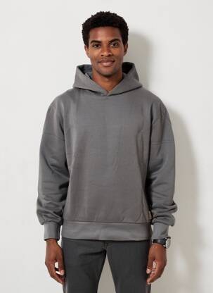 Sweat-shirt à capuche col rond manches longues gris IRON AND RESIN homme