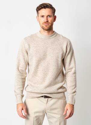 Pull col rond manches longues beige DAYTONA homme