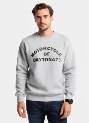 Sweat-shirt broderie manches longues gris DAYTONA homme