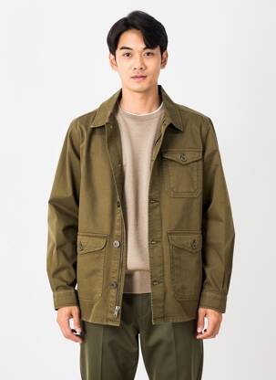 Veste casual fermeture boutonnée sur le devant vert IRON AND RESIN homme