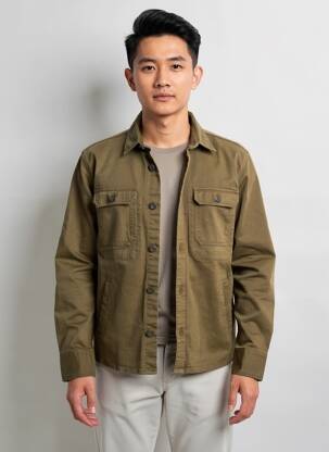 Veste casual fermeture boutonnée sur le devant vert IRON AND RESIN homme