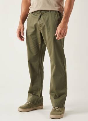 Pantalon droit tissage popeline taille normale vert DAYTONA homme