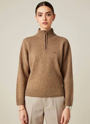 Pull col camionneur manches longues marron DAYTONA homme
