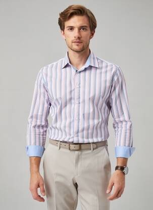 Chemise manches longues coupe droite bleu YVES ENZO homme