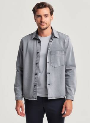 Veste casual fermeture boutonnée sur le devant gris I8 DENIM homme