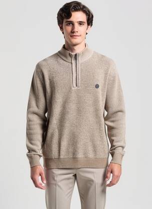 Pull stretch manches longues marron STREET ONE homme