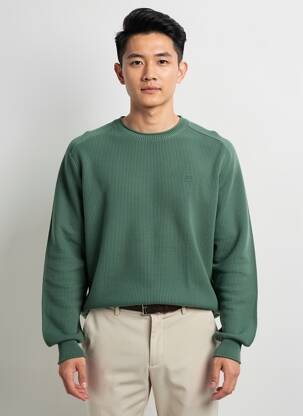 Pull maille souple et aérée manches longues vert STREET ONE homme