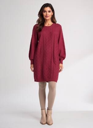 Robe pull resserrée sur le bas manches longues rouge LA FIANCÉE femme