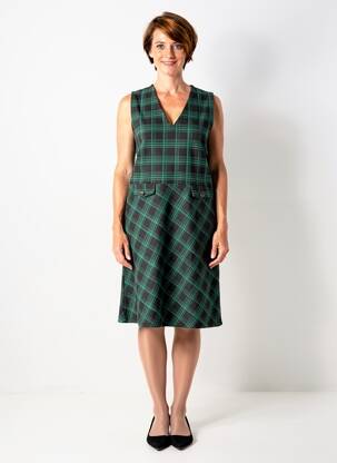Robe mi-longue imprimé fantaisie sans manche vert MADEMOISELLE YEYE femme
