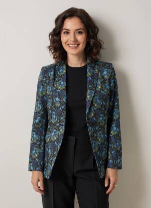Blazer col châle bleu LA FIANCÉE femme