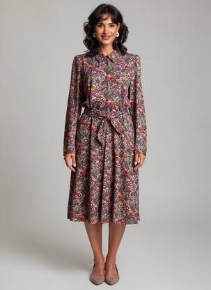 Robe longue imprimé fantaisie manches longues rouge KING LOUIE femme
