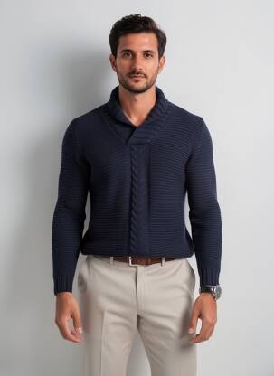 Pull col v manches longues bleu MAT DE MISAINE homme
