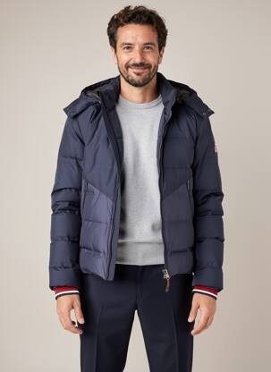 Doudoune manches longues a capuche bleu DELAHAYE homme