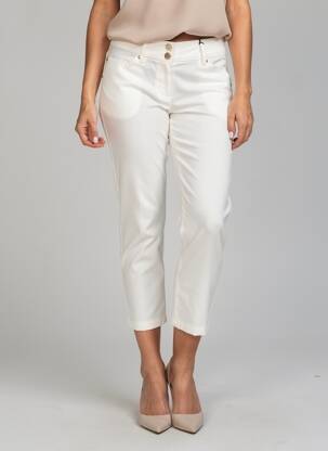 Pantalon 7/8 fermeture zippée sous rabat boutonné blanc BETTY BARCLAY femme
