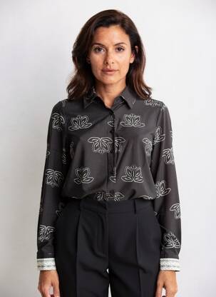 Chemisier tissage crêpe manches longues noir MOOYA femme