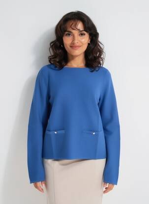 Pull coupe droite manches longues bleu BETTY BARCLAY femme