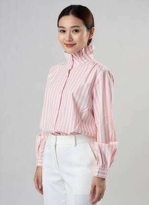 Chemisier tissage crêpe manches longues rose IN APRIL 1986 femme