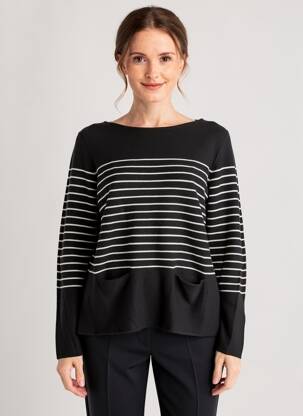 Pull col bateau manches longues noir BETTY BARCLAY femme