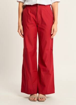 Pantalon flare taille normale taille normale rouge KALAÏS femme