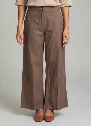 Pantalon large tissage popeline taille normale marron LUCCHINI femme