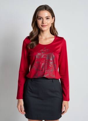 Top manches longues manches longues rouge KALAÏS femme