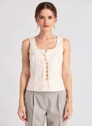 Top col carré sans manche rose LUCCHINI femme