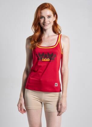 Top col carré sans manche rouge KALAÏS femme