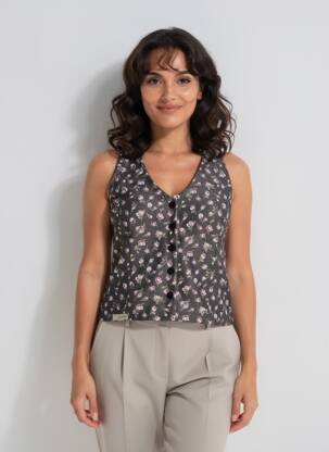Top coupe cintrée fines bretelles noir LUCCHINI femme