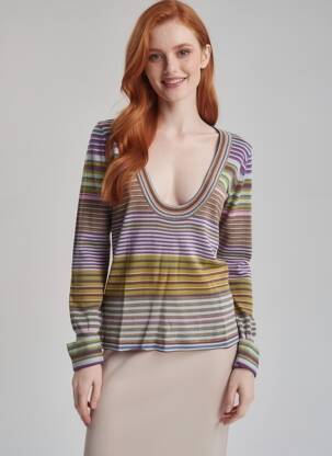Pull coupe cintrée manches longues violet ALAIN MANOUKIAN femme