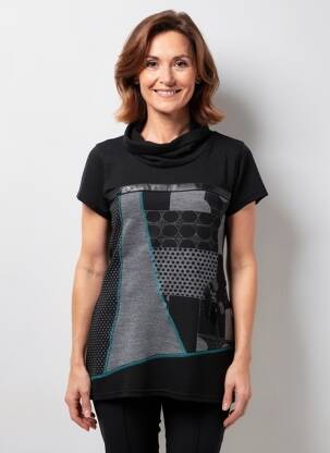 Top stretch manches courtes noir ATLANTA femme