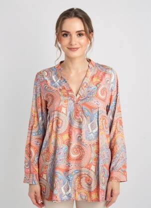 Tunique manches longues tissage crêpe orange MOLLY BRACKEN femme