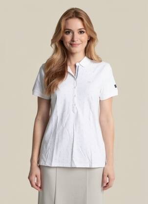 Polo stretch manches courtes blanc TBS femme