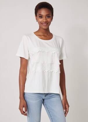 T-shirt coupe droite manches courtes blanc MOLLY BRACKEN femme