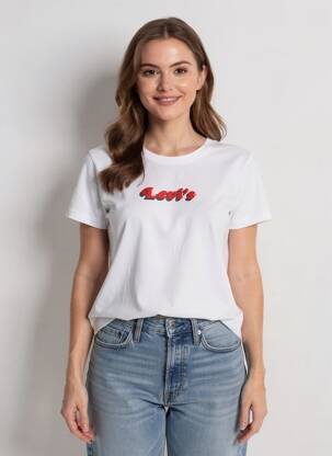 T-shirt sérigraphie floquée manches courtes blanc LEVI'S femme