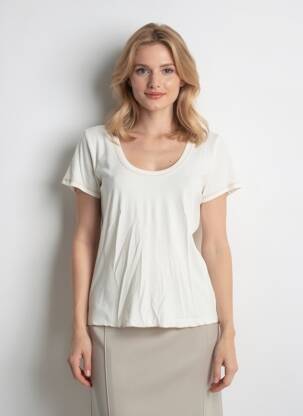 T-shirt stretch manches courtes beige GRACE & MILA femme
