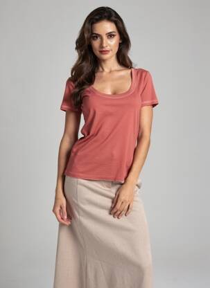 T-shirt stretch manches courtes orange GRACE & MILA femme