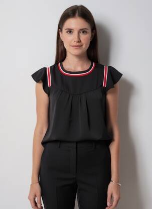 Blouse col rond manches courtes noir GRACE & MILA femme