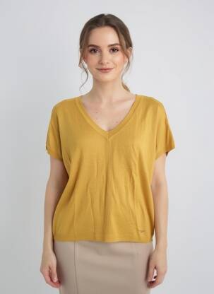Pull maille ajourée manches 3/4 jaune LPB LES PETITES BOMBES  femme