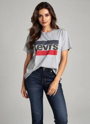 T-shirt sérigraphie manches courtes gris LEVI'S femme